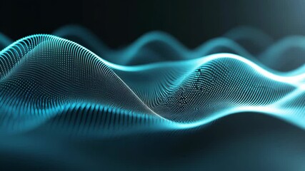 Poster - Abstract Flowing Data Network: Turquoise Wave Pattern