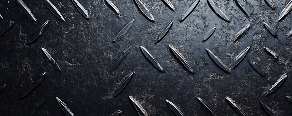 Poster - Textured background created by a non-slip dark metal floor plate