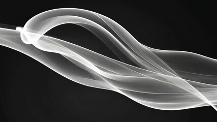 Poster - Abstract White Silk Waves on Black Background: Elegant, Modern and Minimalist Design for Creative Concepts