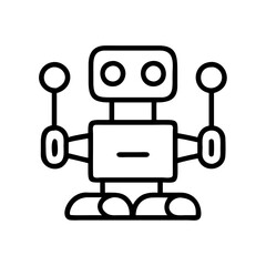Poster - Vector outline drawing of a cute robot character for technology and artificial intelligence design projects