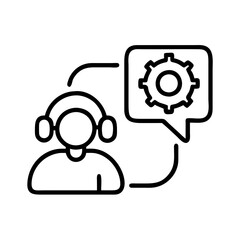 Poster - technical support assistance with gear icon in chat bubble vector illustration design concept isolat