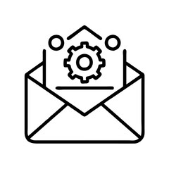 Poster - Email settings configuration vector icon, mail options and preferences symbol, open envelope with gear inside