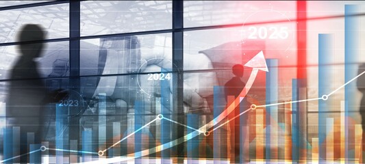 Wall Mural - financial background, economic growth 2023-2025. abstract background