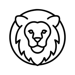 Leinwandbilder - Lion head outline vector illustration, majestic animal face drawing for logo, icon and graphic design projects