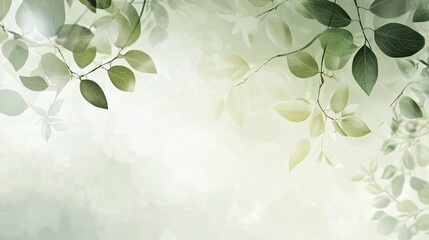 Aufkleber - Soft green background with natural frame of green leaves, ideal for nature-themed designs