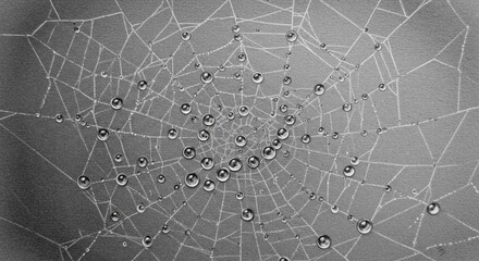 Intricate Spiderweb with Morning Dew