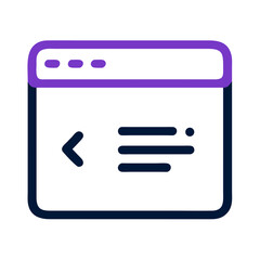 Poster - Browser window icon with code symbol in purple outline style