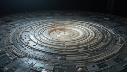 Poster - Exploring abstract circular designs digital environment 3d rendered content futuristic technology concept high-angle view