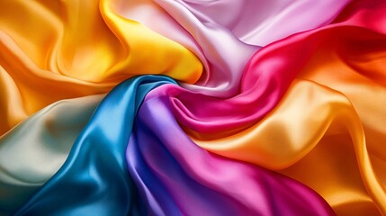 Poster - Smooth elegant multicolored silk or satin fabric forming an abstract background