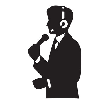 black silhouette of a Translator with thick outline side view isolated vector 10 eps
