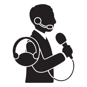 black silhouette of a Translator with thick outline side view isolated vector 10 eps