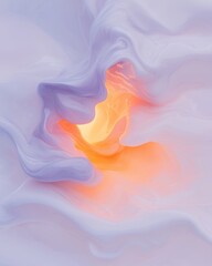 Poster - Abstract Fluid Swirls of Lavender, Peach, and Orange, Artistic Digital Illustration