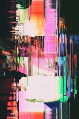 Leinwandbilder - Vibrant digital distortion effect in abstract background