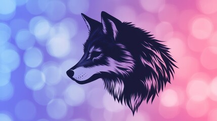  Wolf portrait, abstract background, profile view, artistic