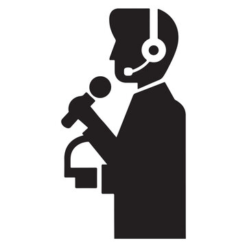 black silhouette of a Translator with thick outline side view isolated vector 10 eps