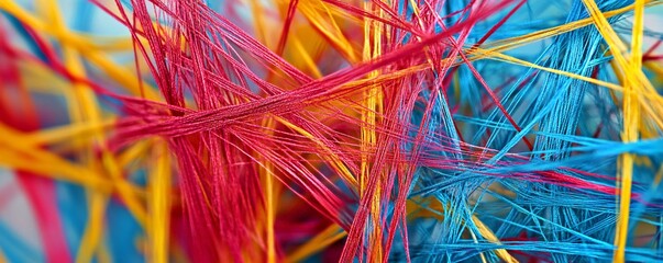 Poster - Colorful threads intertwined creating abstract pattern