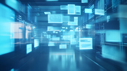 Poster - An AI powered system automating document sorting by analyzing real time digital documents and organizational needs, futuristic AI-driven document management platform, Office technology style