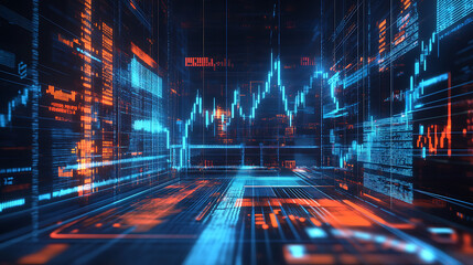 Poster - An AI powered system automating financial forecasting by analyzing real time market data and investment trends, futuristic AI-driven finance platform, Financial technology style