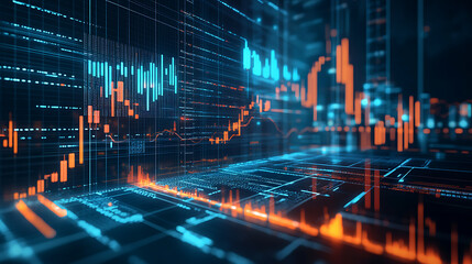 Poster - An AI powered system automating financial portfolio management by analyzing real time market data and investor behavior, futuristic AI-driven finance platform, FinTech technology style