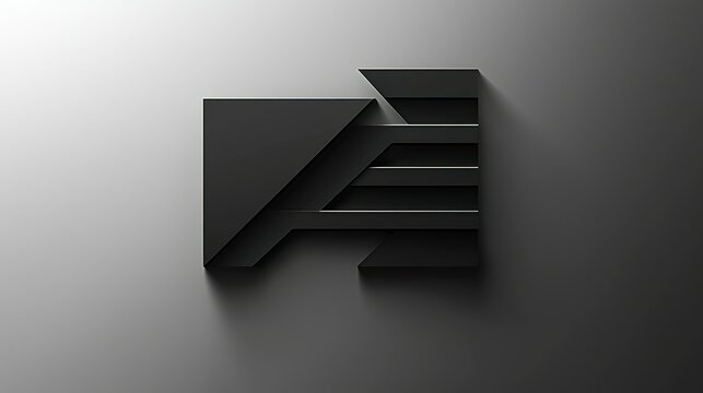 Abstract Black Geometric Design: A 3D Rendering of Modern Shapes and Shadows