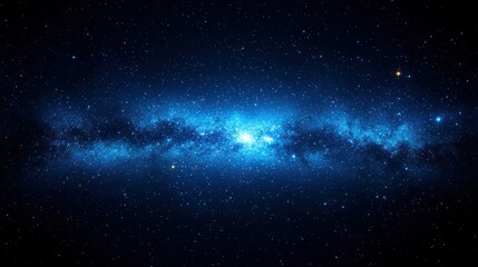 blue milky way glowing galactic core with stardust and nebula in deep space