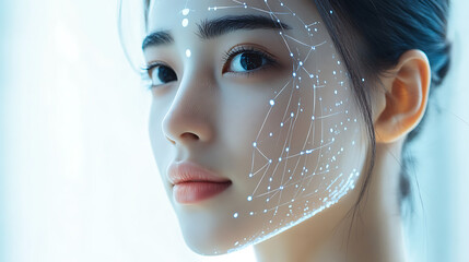 Poster - An AI powered system automating personalized skincare by analyzing real time skin data and product effectiveness, futuristic AI-driven skincare platform, Beauty technology style