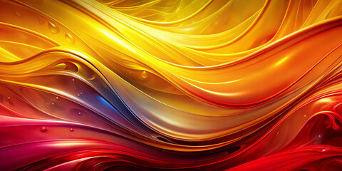 Poster - Colorful waves swirl together in a striking mix of red, orange, and yellow hues, creating a dynamic and eye-catching visual effect that captivates attention