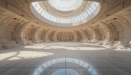 Poster - Stunning architectural showcase futuristic hall digital art minimalist environment wide-angle viewpoint innovative design concepts