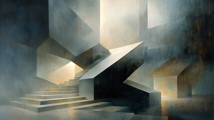 Poster - Abstract Architectural Staircase: A Modern Geometric Masterpiece