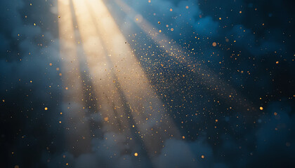 Poster - soft rays of light penetrate through a misty atmosphere, revealing floating particles that create a 