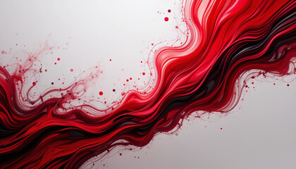 Poster - Colorful, swirling red and black waves intertwine across a smooth, light background. The movement suggests energy and creativity, inviting viewers to explore the artwork's depth
