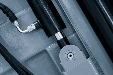 Aufkleber - pipes connected to industrial hydraulic pneumatic machine, industrial concept background