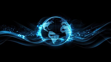 Poster - Abstract global art with music waves