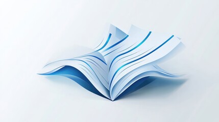 Poster - Open book, light blue, graphic design, 3D rendering, illustration, background, presentation, flyer design