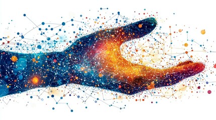 Poster - Abstract Hand Network: Colorful Digital Connections and Innovation