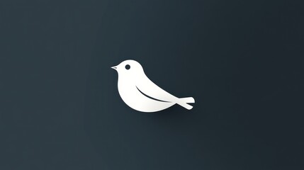 Poster - Simple white bird icon on dark background