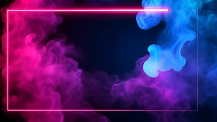Poster - Neon Frame with Colorful Smoke - Abstract Background