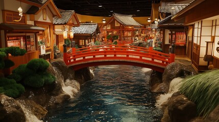 Poster - A sushi village with rice mountains and seaweed bridges