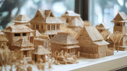 Poster - A small village where all the buildings are made of matchsticks