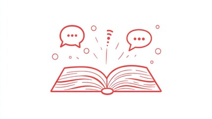 Poster - Open Book with Communication, Digital Idea Sharing