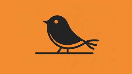 Poster - Simple bird silhouette on orange background (2)