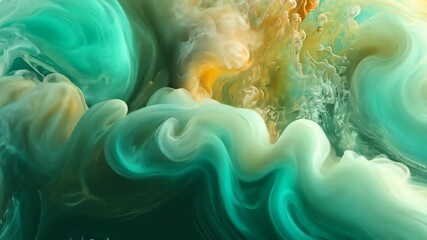 Poster - Ethereal Currents: Abstract Fluid Art in Turquoise and Gold