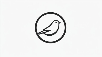 Poster - Simple bird icon in circle, graphic design element, use in app or website