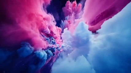 Poster - Cosmic Cloud Collision: A Dance of Color and Light in the Abstract Universe