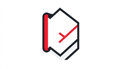 Poster - Abstract geometric symbol, check mark, confirmation, digital icon, graphic element, use in app UI, web design, marketing materials