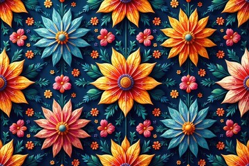 Poster - intricate floral textile design, repeating seamlessly , floral, botanical, textile