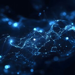 Poster - Abstract Blue Network of Connected Dots and Lines