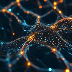 Poster - Neural Network Visualization with Interconnected Nodes and Data Flow