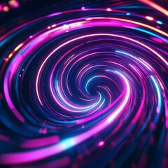 Poster - Abstract Neon Light Trails Forming a Swirling Tunnel