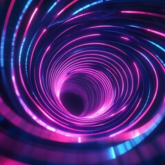 Aufkleber - Abstract Neon Light Tunnel - Futuristic Glowing Vortex